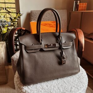 HERMÈS Birkin Bag 30 Étoupe Togo Leather PHW 2015