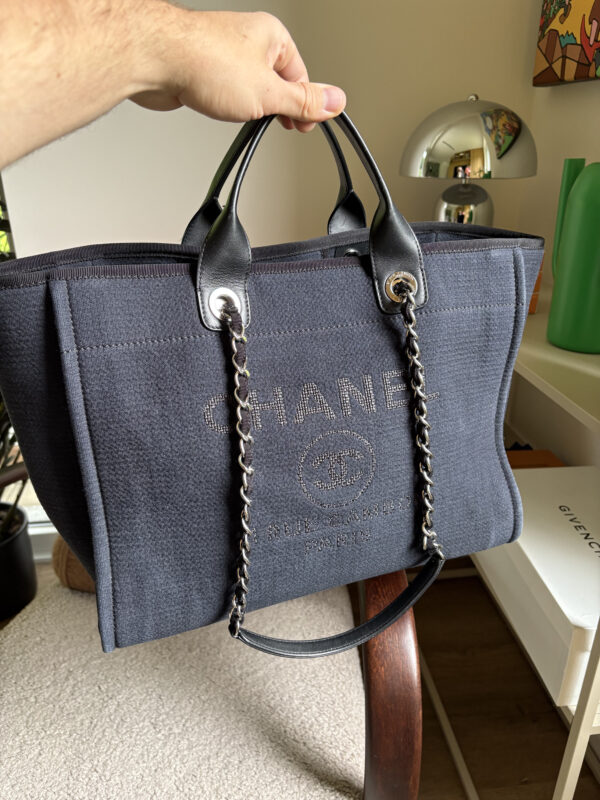 CHANEL Deauville Tote Bag Dark Blue 2022