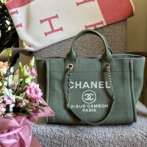 CHANEL Deauville Tote Bag Khaki 2023