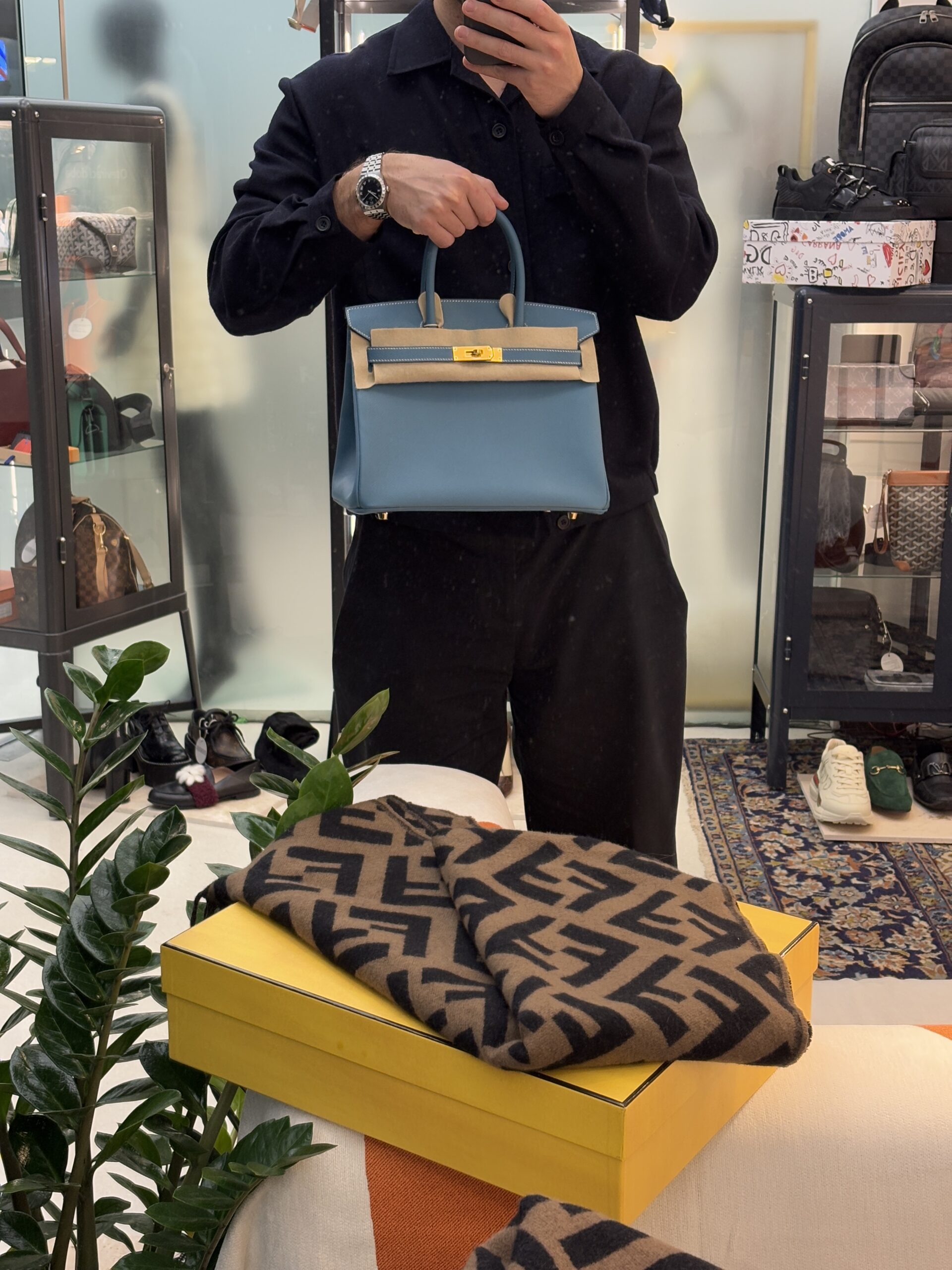 HERMÈS Birkin Bag 30 Epsom Leather Blue Jean GHW Stamp W - Obrázek 2