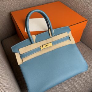 HERMÈS Birkin Bag 30 Epsom Leather Blue Jean GHW Stamp W