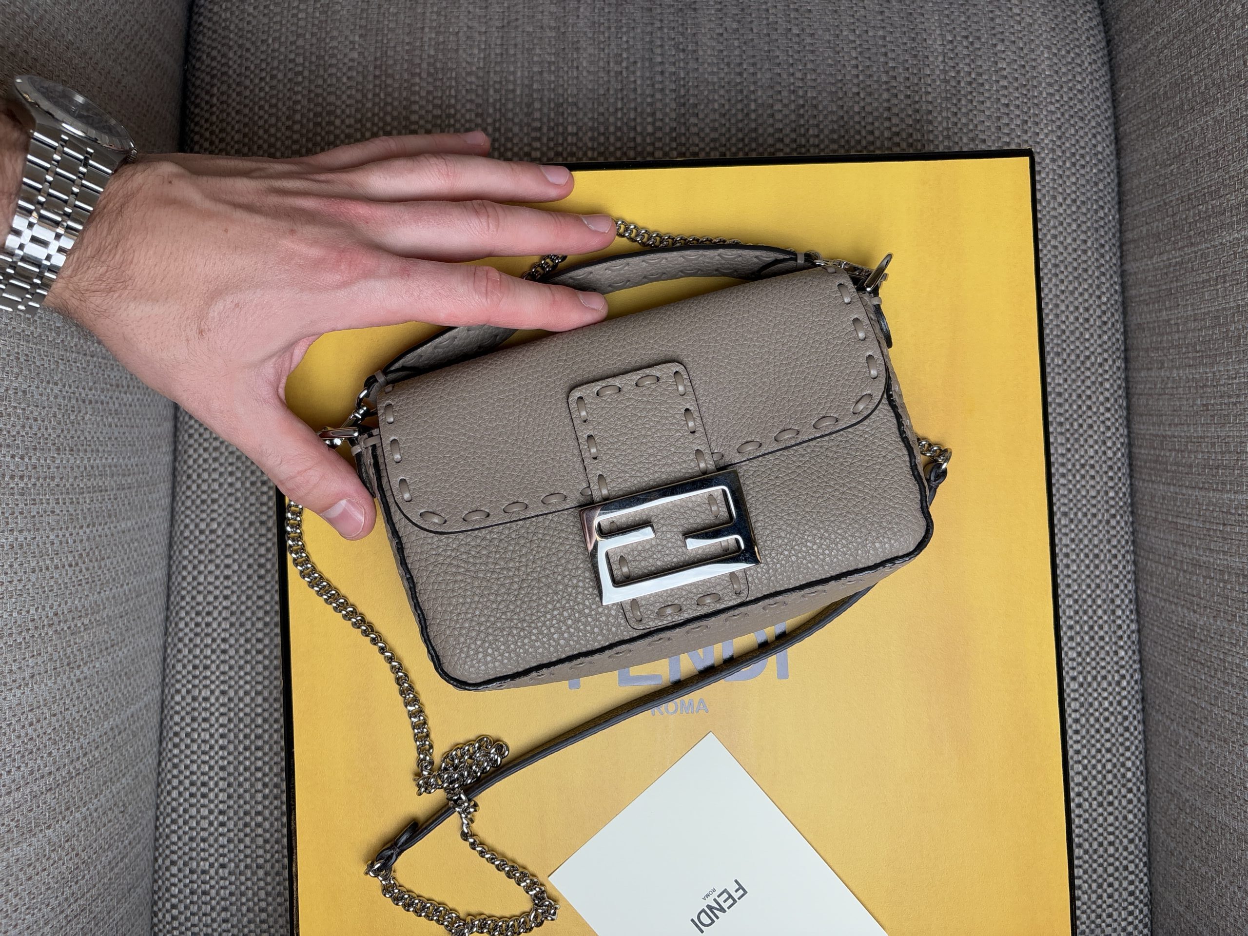 FENDI Baguette Mini Bag Cuoio Romano Leather