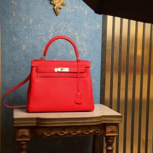 HERMÈS Kelly 28 Togo Leather Rouge de Coeur PHW 2019