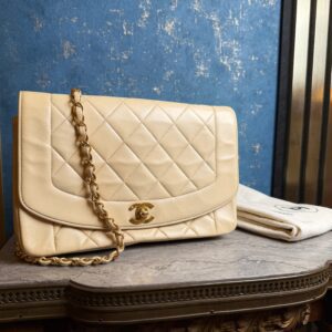 CHANEL Diana Flap Bag Lambskin Leather 18k GHW
